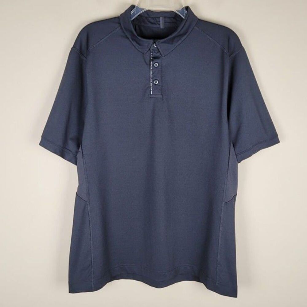 Lululemon Size L Polo Shirt Short Sleeve Stretch Performance Black